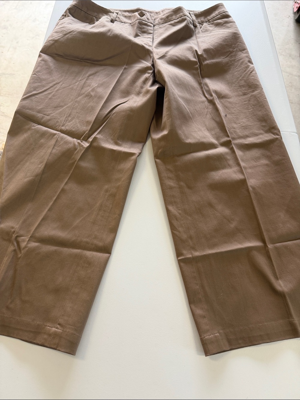 Woman’s Ab Studio Classic Straight-Leg Brown cropped Pants, Size 12